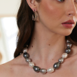 White & Grey Baroque Pearl Gold Necklace Discount