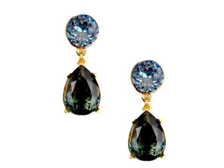 Aqua & Sapphire Teardrop Pierced Earring Cheap