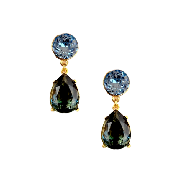 Aqua & Sapphire Teardrop Pierced Earring Cheap