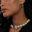 White Pearl & Rhodium Starburst Necklace Online