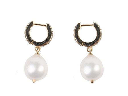 White Pearl Drop Hoop Earrings Online