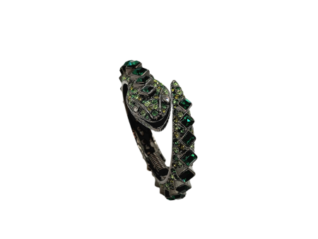 Vintage Gunmetal & Emerald Snake Bracelet Online Hot Sale