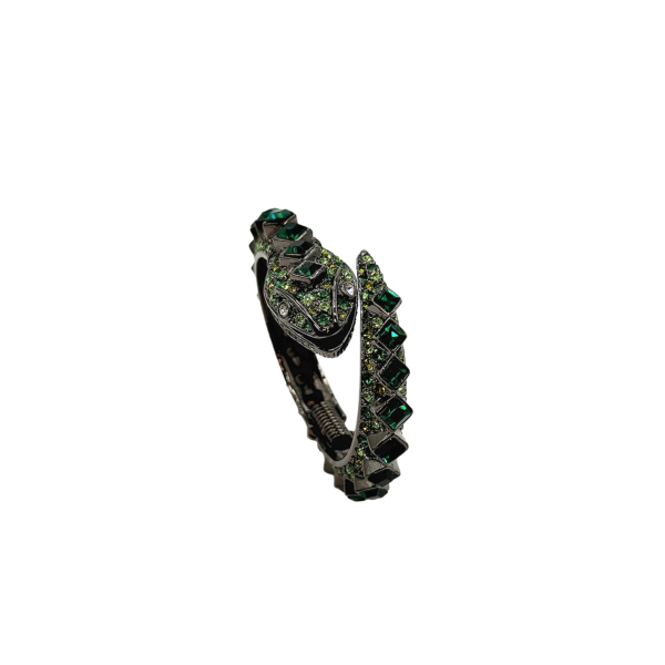 Vintage Gunmetal & Emerald Snake Bracelet Online Hot Sale