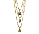 Vintage Pearl & Gold Carved Gemstone Pendant Layer Necklace For Cheap