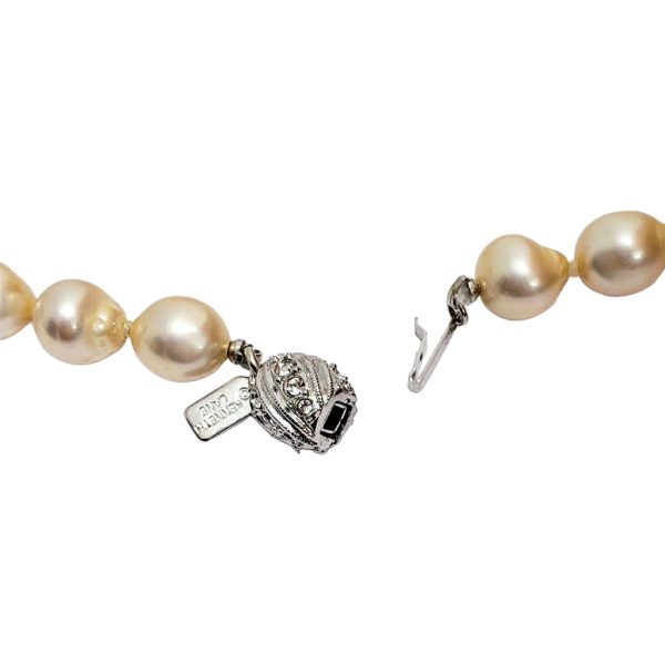 Vintage Cream Pearl with Crystal Barrel Slide in Closure Necklace on Sale