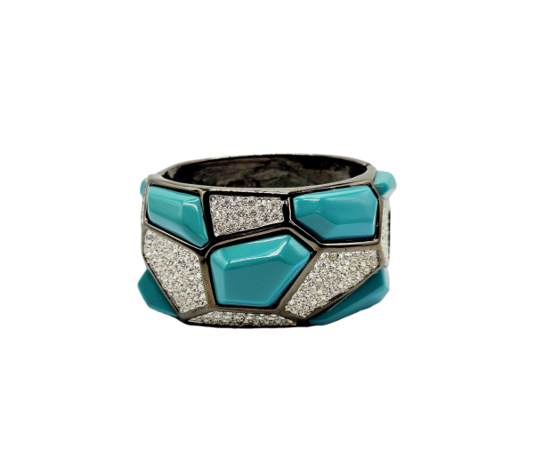 Vintage Geometric Deco Hinged Cuff Hot on Sale