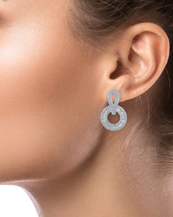 Baguette Open Circle Drop Earrings Online now