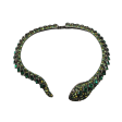 Vintage Gunmetal & Emerald Snake Collar Necklace For Cheap