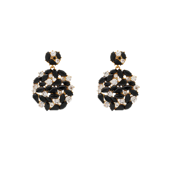 Black & Gold Drop Post Earrings Online now