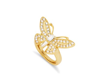 Gold & Crystal Adjustable Butterfly Ring Online