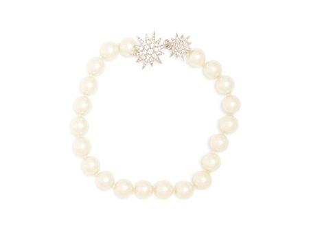 White Pearl & Rhodium Starburst Necklace Online