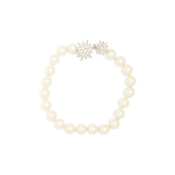 White Pearl & Rhodium Starburst Necklace Online