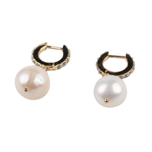 White Pearl Drop Hoop Earrings Online