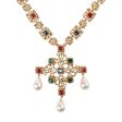 Antique Gold Multicolor Drop Pendant Necklace on Sale