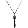 Vintage Gunmetal with Hematite Disco Ball Tassel Necklace on Sale