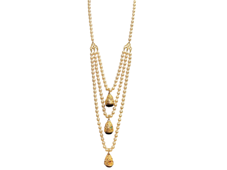 Vintage Pearl & Gold Carved Gemstone Pendant Layer Necklace For Cheap