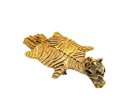 Vintage Gold & Emerald Zebra Pin Online now