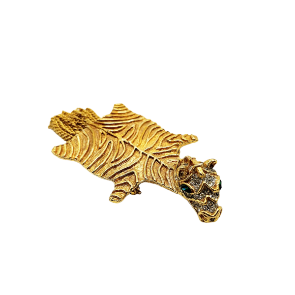 Vintage Gold & Emerald Zebra Pin Online now