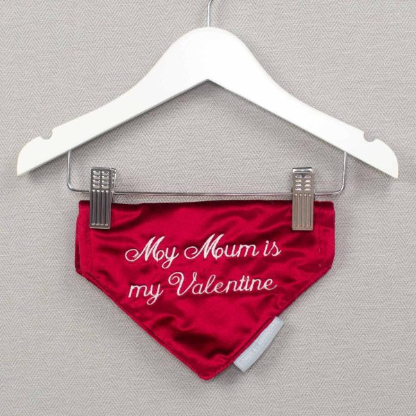 My Mum Is My Valentine  Bandana in Cranberry Velvet by Lords & Labradors Discount