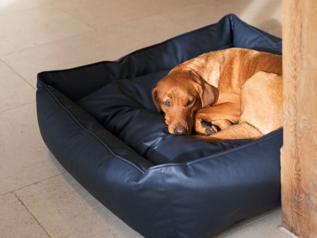 Box Bed With Removable Covers in Rhino Tough Pacific Faux Leather by Lords & Labradors For Sale