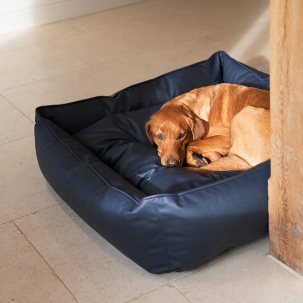 Box Bed With Removable Covers in Rhino Tough Pacific Faux Leather by Lords & Labradors For Sale