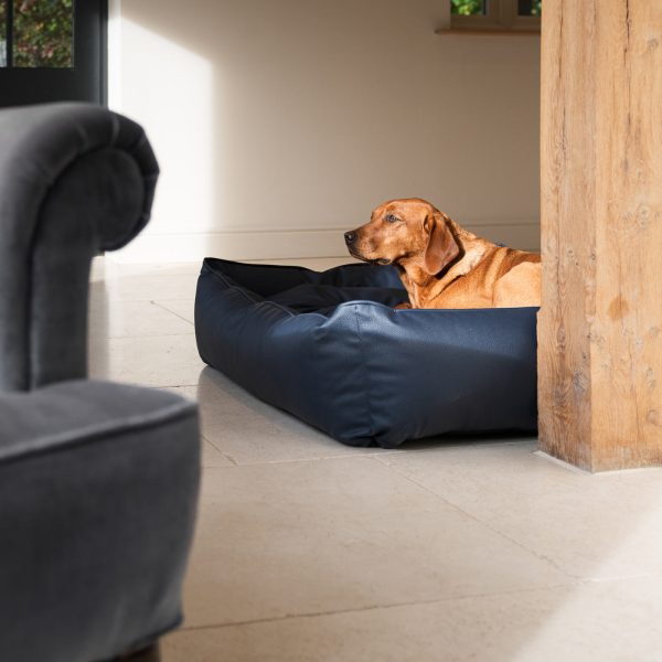 Box Bed With Removable Covers in Rhino Tough Pacific Faux Leather by Lords & Labradors For Sale