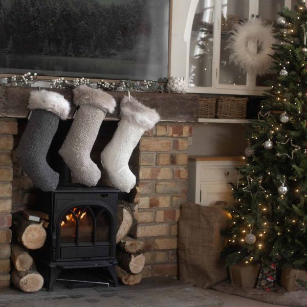 Christmas Stocking in Mink Bouclé by Lords & Labradors Online Hot Sale