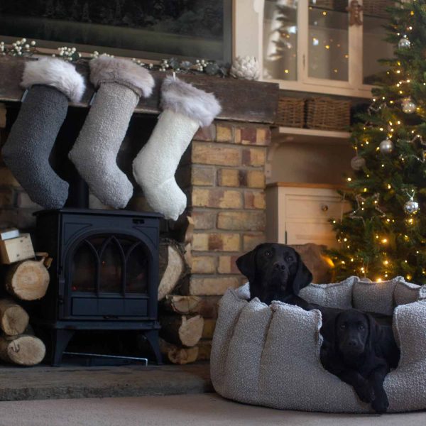 Christmas Stocking in Mink Bouclé by Lords & Labradors Online Hot Sale