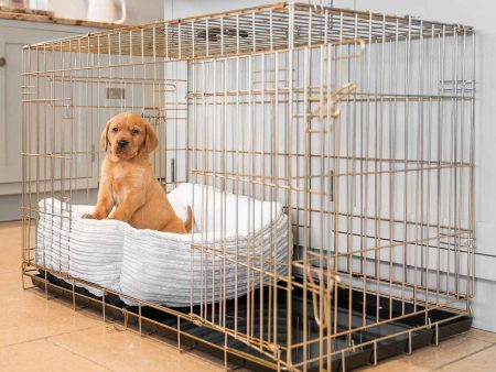 Cosy & Calming Puppy Crate Bed With Removable Covers in Light Grey Essentials Plush by Lords & Labradors For Sale