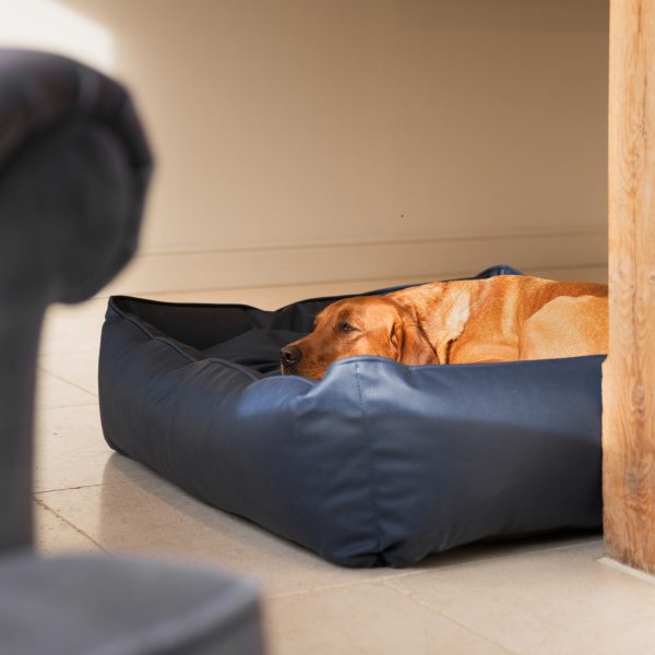 Box Bed With Removable Covers in Rhino Tough Pacific Faux Leather by Lords & Labradors For Sale